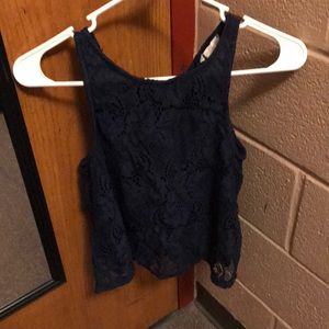 Navy Blouse Lace Design